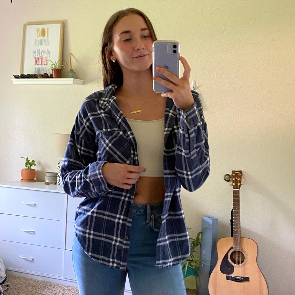 Brandy Melville Navy Flannel shirt